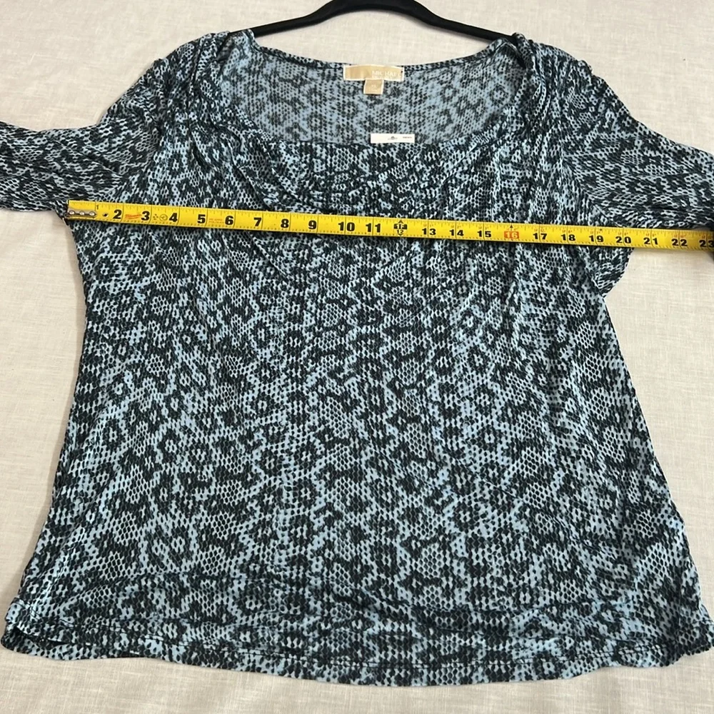 🌞 Michael Kors NWT Elegant Blue & Black Cowl Drape Neck blouse women size XL
